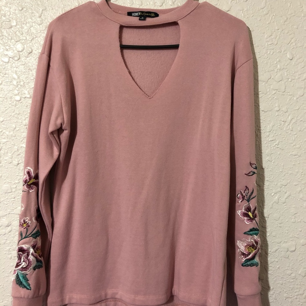 Honey&Sparkle pink sweater, flower details, size S